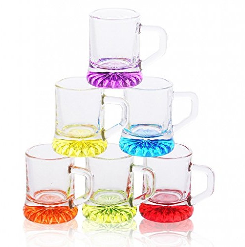 Sendez 6 Shot Glasses with Handle Tequila Glasses Stamper Vodka Glasses Shot Jugs Mix