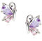 Crystalline Azuria Femme Clous Boucles d'Oreilles Papillon 18ct Plaqué Or Blanc avec Cristaux rose et Violet en Zircone