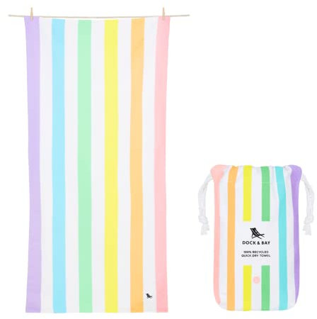 Dock & Bay Strandhandtuch - Schnell trocknende Mikrofaser, ohne Sand - Kompakt, Leicht - 100% recycelt - Inklusive Beutel - Summer - Unicorn Waves, Extra Large (200x90cm, 78x35)