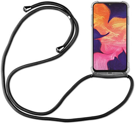 Hülle Kompatibel mit Samsung Galaxy A10 | Handykette Smartphone Halskette Hülle mit Band | Handyhülle mit Kordel zum Umhängen Kompatibel für Galaxy A10 | Schwarz