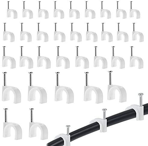 400Pcs Cable Clips, Cable Clips White 4mm 6mm 8mm 10mm, Used for ethernet Cable, Telephone line, TV Cable (White-4/6/8/10mm)