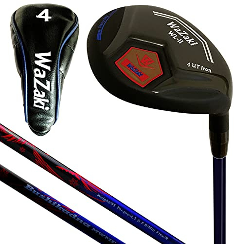 Japan WaZaki Single Hybrid Iron USGA R A Rules Golf Club with Cover,WLIIs Model,Whole Black Oil Finish,No.8, 34 Degree,Mens Regular Flex,55g Graphite Shaft,Standard Length