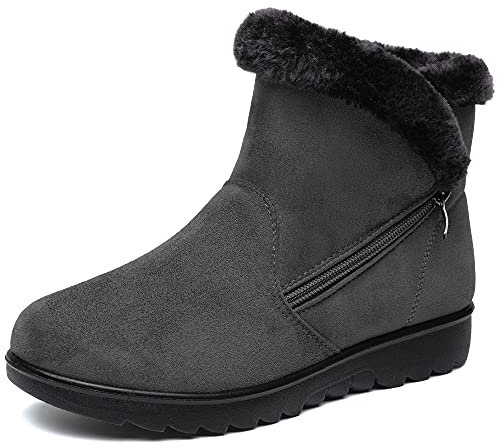 Vunavueya Stivali Donna Invernali Scarpe Stivaletti da Neve con Imbottitura Calda Stivali alla Caviglia Caldi Boots Scarpe Grigio -A 39 EU/250CN