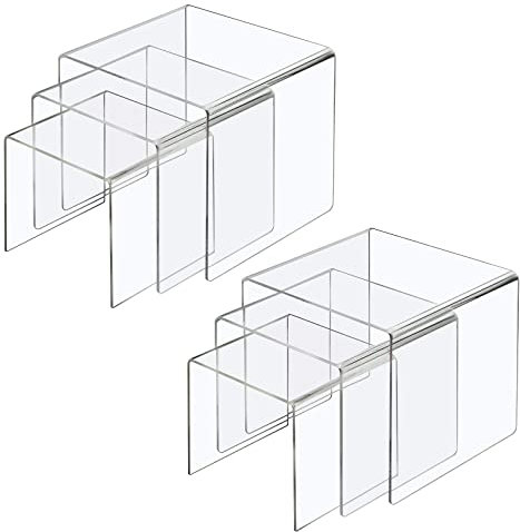 Boxalls 2 Set Acryl Display Risers, Klare Produktstände für Sammlungen, Schmuck Display Riser Regal Showcase für Cupcake Candy Dessert Tischdekorationen