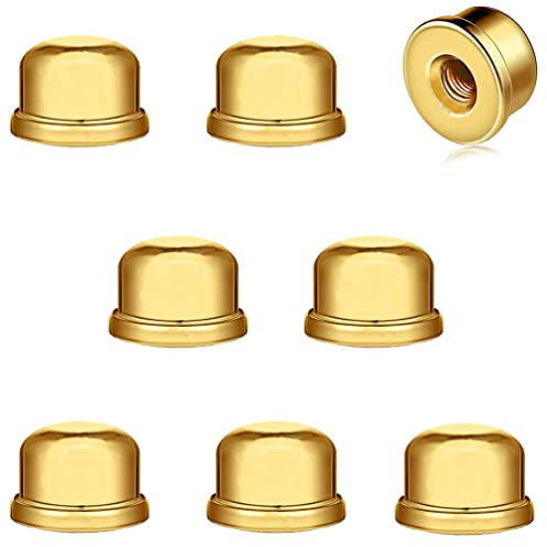 Hyamass Lampen-Endknauf, Lampen-Zubehör, 1,27 cm hoch, aus beschichtetem Stahl, Endstücke, 1/4-27, für Lampen, Harfe (Gold), 8 Stück