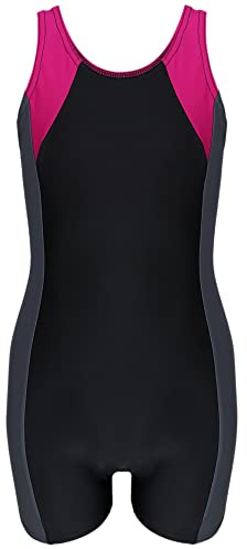Aquarti Maillot de Bain Fille, Noir/Graphite/Amarante, 158