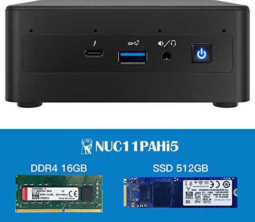 Geekplus Intel NUC, NUC11PAHi5 16GB+512GB Windows 10 Pro Desktop Mini PC, Core i5-1135G7 4-Core, 2.4 GHz - 4.2 Turbo, 8 MB Cache, PCIe SSD 28W Iris Xe Graphics NUC11PAHi5, Schwarz