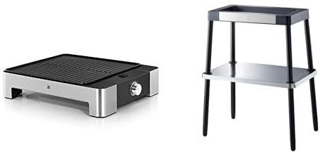 WMF Lono Tischgrill Quadro, Elektrogrill mit kompakter Grillfläche, spülmaschinenfest, 1250 W & Standfuß, Zubehör für alle Grills der WMF Master Grill, 72 cm hoch, cromargan matt/silber