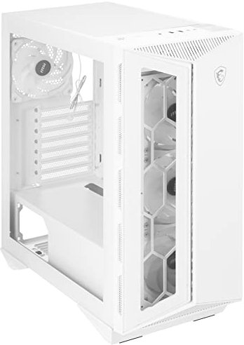 MSI MPG GUNGNIR 110R WHITE - Premium Mid-Tower Gaming PC Case - Tempered Glass Side Panel - ARGB 120mm Fans - Liquid Cooling Support up to 360mm Radiator - White Color Case
