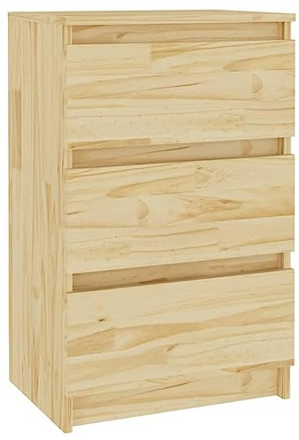 vidaXL Massivholz Kiefer Nachttisch 3 Schubladen Nachtschrank Nachtkonsole Nachtkommode Schlafzimmer Schrank Kommode 40x29,5x64cm