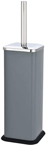 FINE STAR 5L Slim Pedal Bin Square Toilet Brush Holder Bathroom Set Rectangular Removable Bucket Trash Recycling Bin (Grey Brush Holder Only)