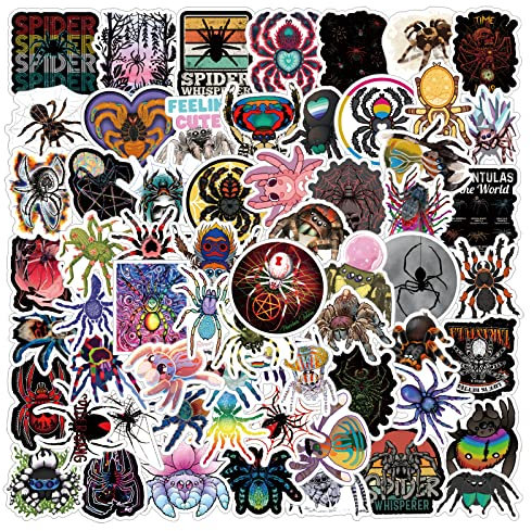 Spider Stickers 63Pcs Cute Cartoon Horror Fear Arthropod Animals Pack | Cool Colorful Deacls Graffiti Vinyl PVC Waterproof for Kids Teens Adults Skateboard Luggage Water Bottle Laptop Computer Phone