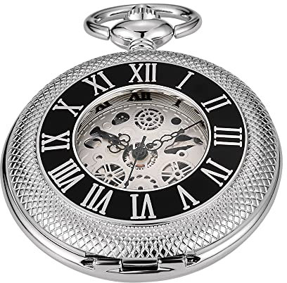 Retro mechanische Taschenuhr Lokomotive Design römische Ziffern hohl mechanische Taschenuhren, MW113