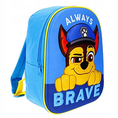 PawPatrol Kinder Jungen Mädchen Rucksack Kinderrucksack mit tollem Chase 3D Motiv (109) mit großen Hauptfach, 29,5 x 23 x 10 cm, blau/gelb