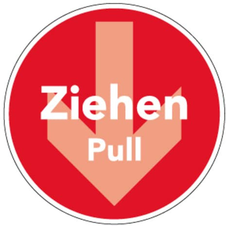 Tür-Aufkleber Symbol Ziehen/Pull Text Schild Folie selbstklebend rot | Ø5-30cm Made in Germany, Größe: Ø10 cm