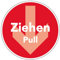 Tür-Aufkleber Symbol Ziehen/Pull Text Schild Folie selbstklebend rot | Ø5-30cm Made in Germany, Größe: Ø10 cm