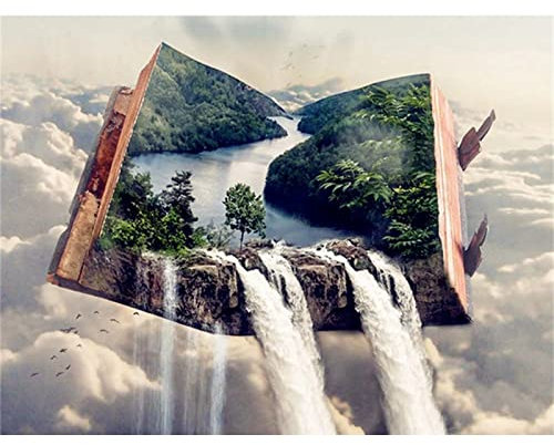 Trayosin Diamant Painting Bilder Wasserfall,Landschaft Daiments Painting Mit Diamond Painting Zubehör,Diamond Painting Bilder Für Indie Aesthetic Room Decor (90x60cm)