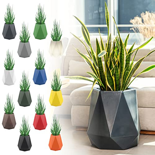 Monumo®️ Deko Groß Pflanztopf XXL mit Innenkasten wetterfest, Blumenständer für Garten & Balkon, moderner Blumenvase, Blumenkübel (Flavi, Anthrazit)