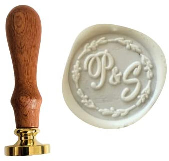 Siegel mit eigenem Logo, personalisiertes Siegel, Hochzeit, Einladungskarten stempeln, save the date, waxstamp, DIY, retro stamp, wedding (30, Design 8)