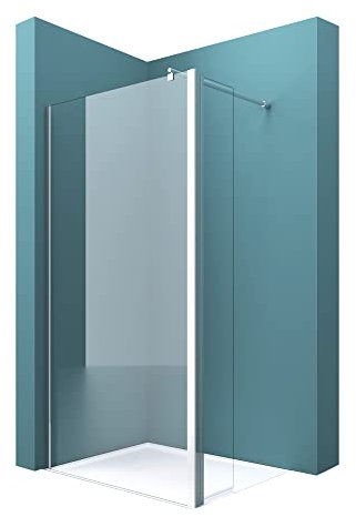 Mai & Mai Walk-In Duschwand für Dusche Duschabtrennung 100x200cm 8mm Klarglas mit 30cm Nebenteil ESG-Sicherheitsglas mit Nanobeschichtung Runder Stabilisator Bremen01K-Plus