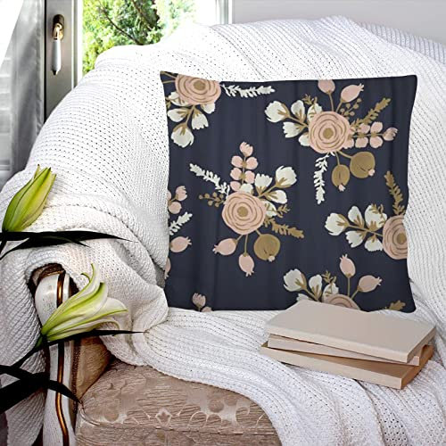 Cushion Covers 45x45 cm, Polyester Square Throw Pillow Cases,Watercolor Gold Rosa Blush Noisette Modern Rose Floral Pattern Fl, Cushion Cover for Sofa Couch Bedroom with Invisible Zipper, 18x18 Inches