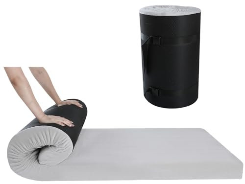 MeMoreCool Roll Up Floor Mattress, Portable Futon Mattress, High Density Foam Foldable Mattress with Travel Bag, Floor Sleep Mat Guest Bed Soft Mattress for Travel, Car Tent, Small Single