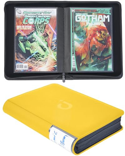 D DACCKIT Comic Book Binder, Comic Book Storage Album with Sleeves fit for Current, Silver Age, Regular Comics - Yellow