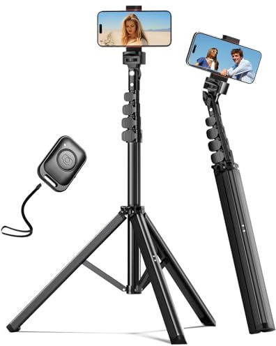 OOHHEE 168cm Handy Stativ mit Fernbedienung, stativ für iPhone Selfie Stick, hochfeste Beine ausziehbarer Tube Stativ, Verriegelungsknopf Handystativhalter, für iPhone/Samsung S22/Android