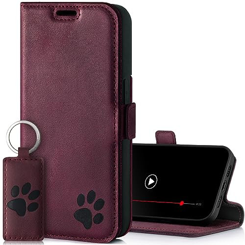 Surazo Leather Wallet Mobile Phone Case Compatible with Apple iPhone 15 Plus - Flip & Fold Smartphone Case with Stand RFID Blocker Magnet Closure, 3 Slots for Bank Cards - Handcrafted European Leather