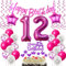 Deko 12. Geburtstag Mädchen Luftballons - Rosa Tortendeko und Dekoration für 12 Jahre Alte Mädchen - Geschenk und Geburtstagsdeko Set