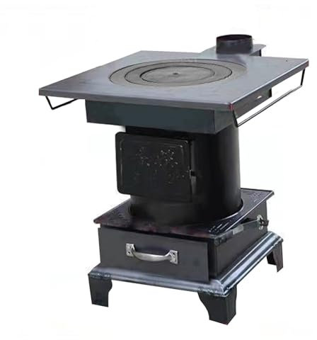 GUAWJRZDP Poêle à Bois, Cuisinière Bois Chauffage, poêle en Fonte, Combustion du Bois et Faible fumée, Cendres faciles à Nettoyer, avec Filet de Barbecue, for Pique-Nique, Barbecue, Chasse, pêche (Si