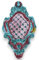 SICILIA BEDDA CAPACI Acquasantiera in Ceramica Siciliana - h 23 x L 14 cm ca. Fondo Verde e Bordeaux, Decoro Barocco MD2