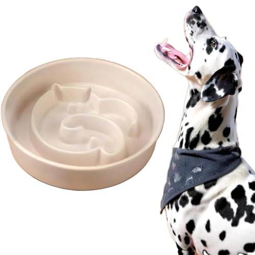 Gamelle en céramique anti-glouton pour chien - Empêche l'obésité, les ballonnements et l'étouffement - Pour chiens de taille moyenne - Blanc