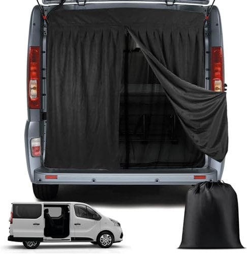 ZWPARTS Mosquitera Magnética para Autocaravanas, Dos Capas Mosquitera para Furgoneta para Puerta Trasera, Personalizada para Viano, Vito, Renault Trafic, Mosquitera con Cremallera en Puerta Central