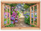 MuchoWow© Gartenposter Groß 120x90 cm XXL Outdoor Bilder Gartendeko für draußen Wetterfest Garten Zaun Deko Banner Draußen Bild Gartenzaun Hortensie - Fensterblick - Blumen - Lila - Braun