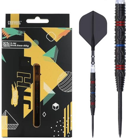 CUESOUL JIHO S1 22g Stahlspitze, 90% Wolfram-Dart-Set mit Titanbeschichtung und vereinheitlichendem ROST T19 Flight