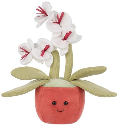 Apricot Lamb Pflanzen phalaenopsis Orchidee Blume Plüschtiere für Kinder, weiche niedliche Kuscheltier für Baby Mädchen und Jungen, Flauschige phalaenopsis Orchidee weiß 28 cm