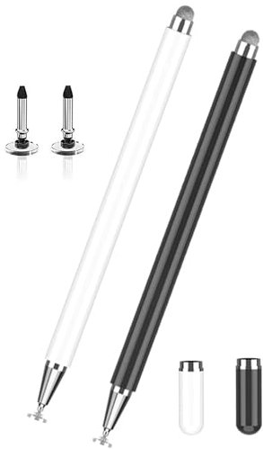 2 Pcs Stylus Pen Replacement for Samsung Galaxy Tab A9+ Plus/A9/A8/A8 Plus/A7 Lite，Universal High Sensitive S Pen for iPad Pro/iPhone/Microsoft/Surface/Fire HD All Touchscreen Devices(Black+White)
