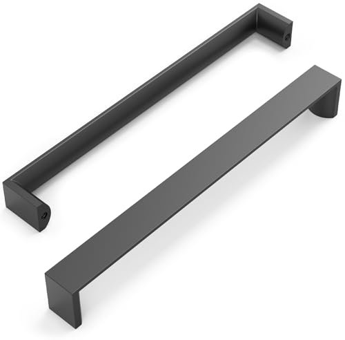 FURNIWARE 10 Stück Möbelgriffe, Schwarz 192mm Lochabstand Schrankgriffe Küchengriffe Griffe Möbel Schubladengriffe Griffe für Küchenschränke Schränke Schubladengriffe