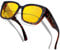 KANASTAL ÜberGroß Nachtfahrbrille für Brillenträger Polarisiert Anti Blende Nachtfahrbrille Damen und Herren UV400 Schutz Nachtbrille, Leopard Rahmen Gelb Gläser
