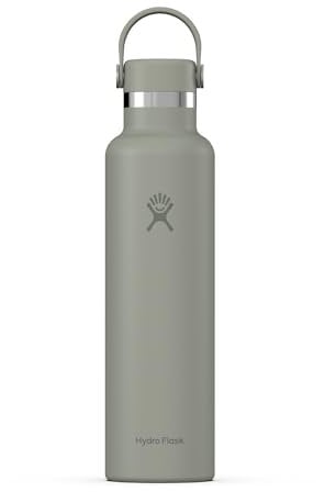 Hydro Flask - Standard Mouth Water Bottle 709 ml (24 oz) - Vacuum Insulated Stainless Steel Water Bottle with Leak Proof Flex Cap and Powder Coat - Agave