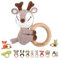 NGTSFLY Personalisierte Geschenke Baby - Personalisierter Beißring Baby aus Holz - Greifling Personalisiert Babyrassel mit Name, Geschenk zur Geburt Junge und Mädchen (Umarmung – Schüchternes Reh)
