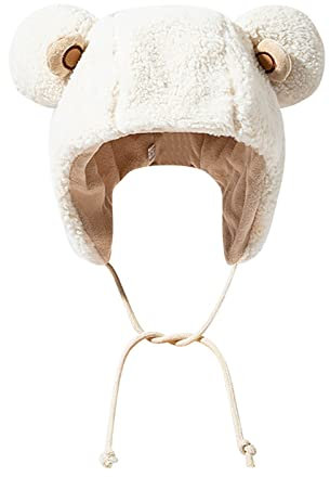 Coon Skinned Cap Plüsch Bär Ohren Pullover Mütze Damen Winter Warm Teddy Mütze Winter Thermomütze Damen Grau Wintermütze Olivgrün Beanie Mütze Navy Zopfmuster Bommelmütze Fleece Gefüttert Wollmütze,