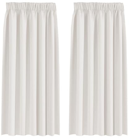 BellaHills Blackout Curtains Pencil Pleat Bedroom Curtain Panel for Privacy Protected Thermal Insulated Window Treatment for Living Room 2 Panels, 46 x 72 Inch, Ivory