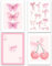 Onperpoe Lot de 4 affiches murales sur toile – Décoration murale esthétique pour chambre – Décoration murale avec nœud, papillon, cerise, tisonnier, coquette – Affiches murales roses