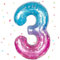 Ballon en aluminium rose bleu 101 cm Ballon à l'hélium pour 3 ans Décoration d'anniversaire fille garçon