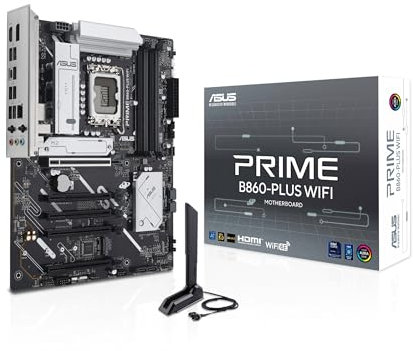 ASUS PRIME B860-PLUS WIFI, Scheda Madre Intel ATX, 8+1+1+1 Fasi di Alimentazione, Slot DDR5, PCIe 5.0, 2 Slot M.2, WiFi 6E, Ethernet Realtek 2.5 GB, DisplayPort, HDMI, USB-C 20 Gbps, Nera