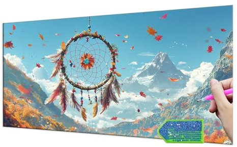 Diamond Painting Dreamcatcher Net, Diamond Painting Erwachsene Groß XXL 90x180 cm, DIY Diamant Painting Kinder, Diamond Art zubehör cross stitch kit, Diamond Stickerei set Home Wand Dekor T-39