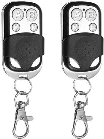 Telecommande Universelle Portail, 2 Pièces Telecommande Porte de Garage, 433,92 Mhz Télécommande de portail Moderne Universelle, 4 Boutons pour Porte de Garage et Voiture, Noir