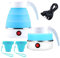 behone Bollitore da viaggio,Bollitore elettrico piccolo,Bollitore pieghevole in silicone,600 ml,Bollitore portatile,con 2 bicchieri pieghevoli,per cucina, viaggi, campeggio, vacanze